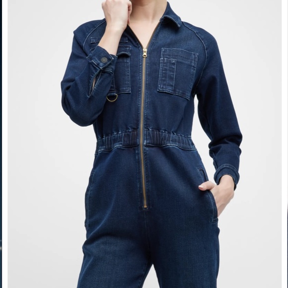 NWT $495 MOTHER The Racer Denim Jumpsuit in Catch Me If You Can - size XS! - Picture 7 of 9